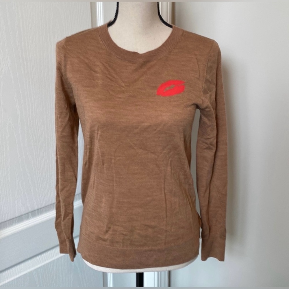 NWT- Banana Republic Tan Sweater with Lips